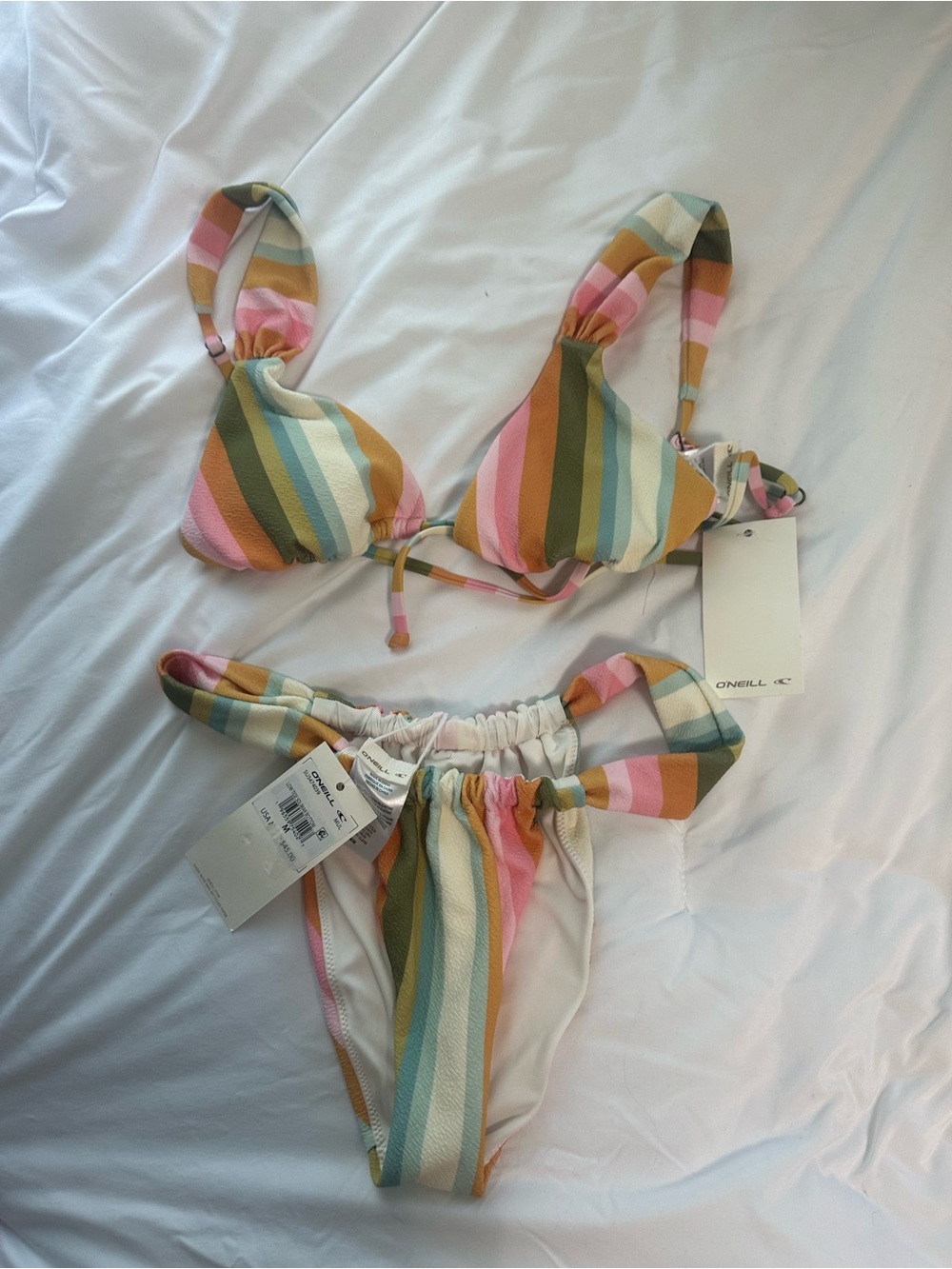 O’Neil striped bikini set low tide menorca top and solimar bottom